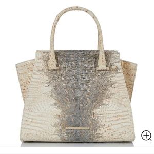 NWT BRAHMIN PRISCILLA SATCHEL in Ivory Iguana